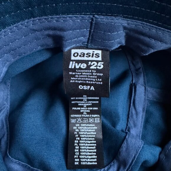 RARE Oasis Live ‘25 Tour Embroidered Logo Bucket Hat | Blue | One Size Fits All - Picture 4 of 5